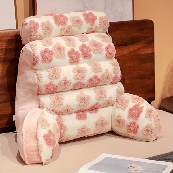 1pc Velvet Flower Pattern Thickening And High Waist Pillow For Office, Long-term Sedentary Not Tired Bedside Cushion, Car Cushion, Sofa Cushion